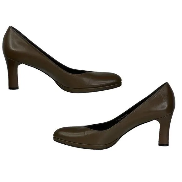 Stuart Weitzman Women's Pump Platform Heel SZ 7 Brown Leather Office Career