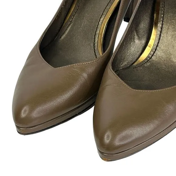 Stuart Weitzman Women's Pump Platform Heel SZ 7 Brown Leather Office Career