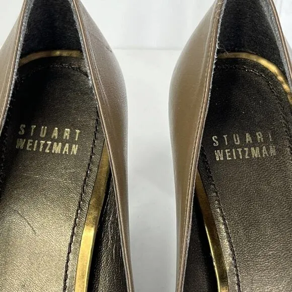 Stuart Weitzman Women's Pump Platform Heel SZ 7 Brown Leather Office Career