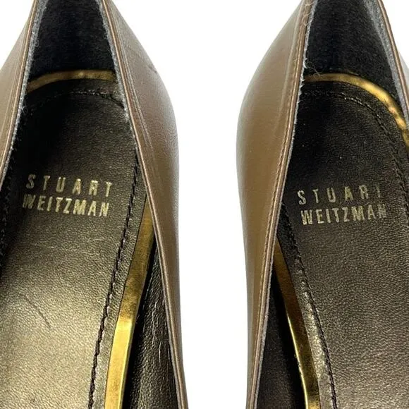 Stuart Weitzman Women's Pump Platform Heel SZ 7 Brown Leather Office Career