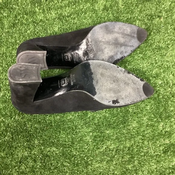 Stuart Weizmann Black Suede Block Heels 7M