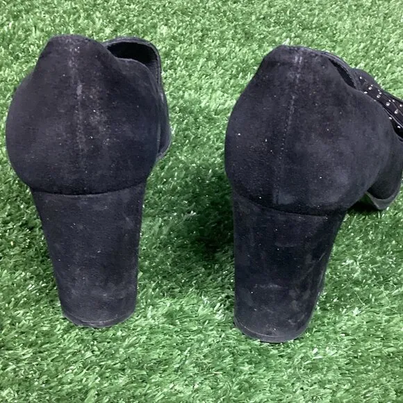 Stuart Weizmann Black Suede Block Heels 7M