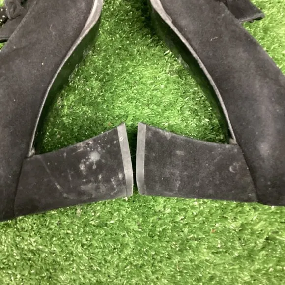 Stuart Weizmann Black Suede Block Heels 7M