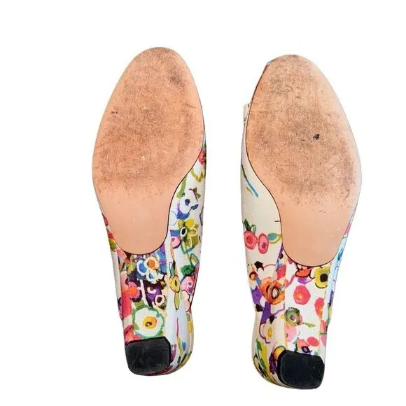 Stuart Weitzman Women's Candy Floral Linen Slip-On Sandal Size 9