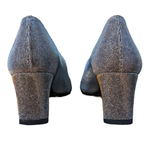 Stuart Weitzman Silver Glitter Accent Pumps Size 7