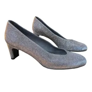 Stuart Weitzman Silver Glitter Accent Pumps Size 7