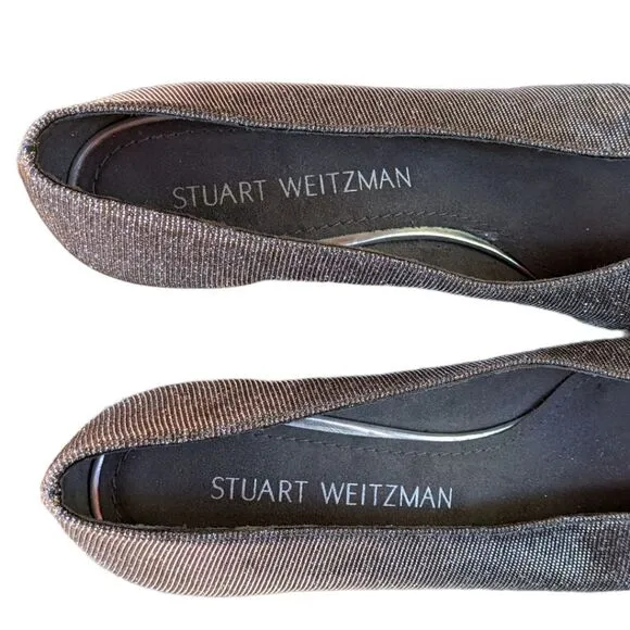 Stuart Weitzman Silver Glitter Accent Pumps Size 7