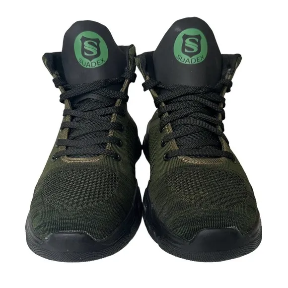SUADEX Steel Toe Men 8 Women 9.5 Lightweight Work Boots Green Black NEW