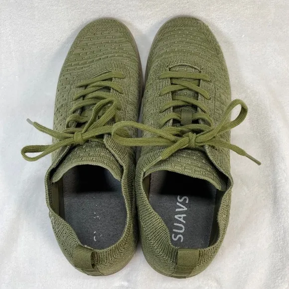 SUAVS Zilker Knit Sneakers Olive Green Lightweight Lace Up Shoes Sz 11