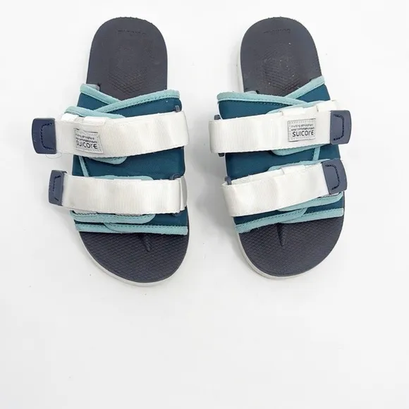 Suicoke Moto-Cab Slide Sandal White Blue Womens Size 7 36
