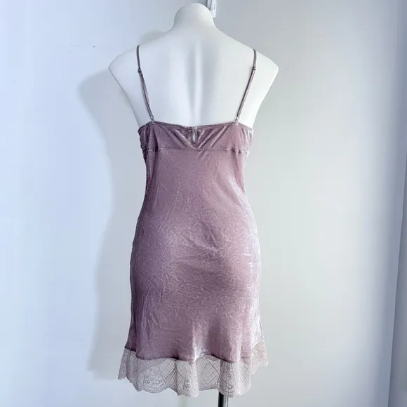 SUNGLUO Mulberry Silk Crushed Velvet &amp; Lace Slip Nightgown Chemise Size M Medium