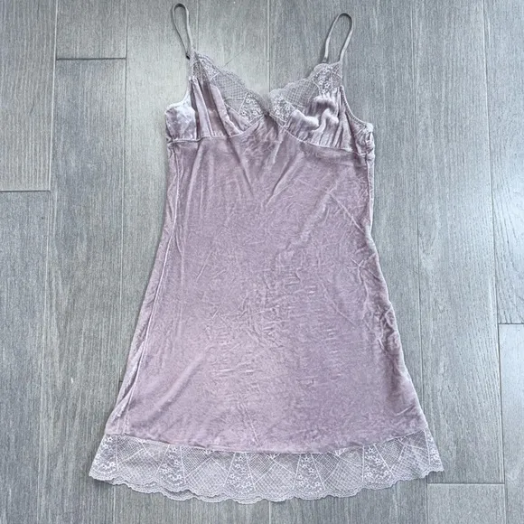 SUNGLUO Mulberry Silk Crushed Velvet &amp; Lace Slip Nightgown Chemise Size M Medium