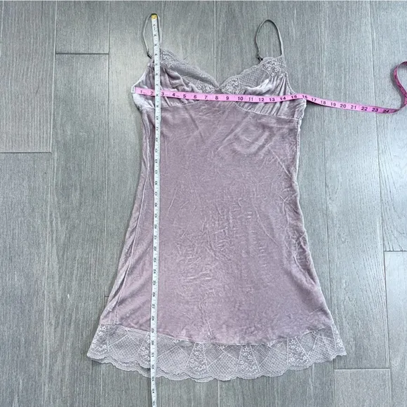 SUNGLUO Mulberry Silk Crushed Velvet &amp; Lace Slip Nightgown Chemise Size M Medium