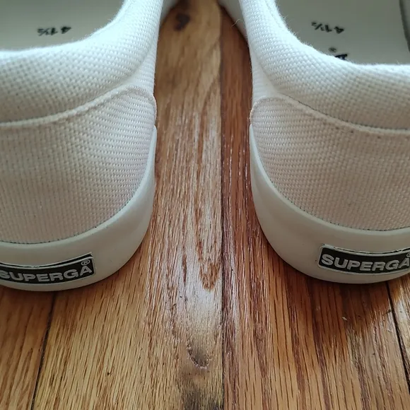 Superga 2306 Cotu Sneakers Slip On White Canvas Fabric Logo Platform 8.5