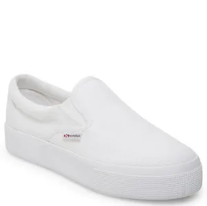 Superga 2306 Cotu Sneakers Slip On White Canvas Fabric Logo Platform 8.5