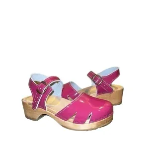 Sven Original‎ Swedish Patent hot Pink Girls Side Slit Sandals Clogs