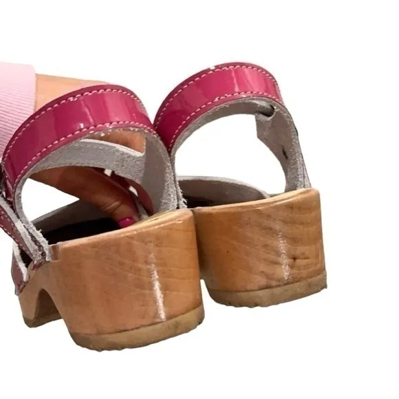 Sven Original‎ Swedish Patent hot Pink Girls Side Slit Sandals Clogs