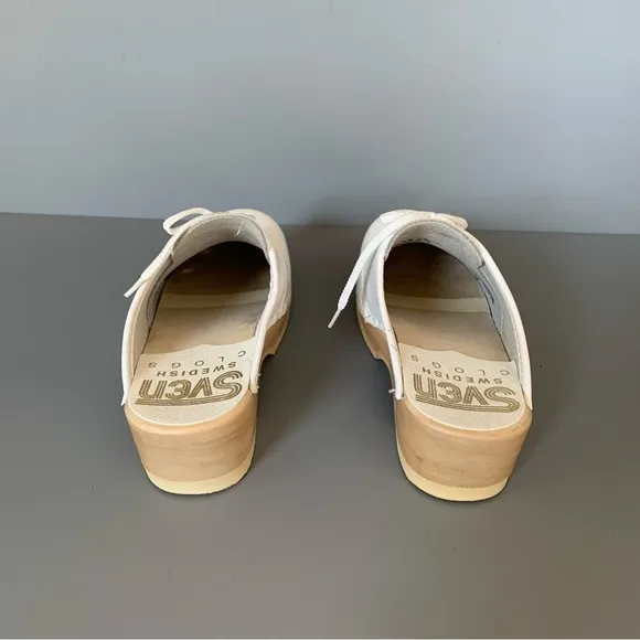 SVEN Swedish Leather Leaf Punch Lace Up Work Professional Tie Clog 6 Nurse Rare