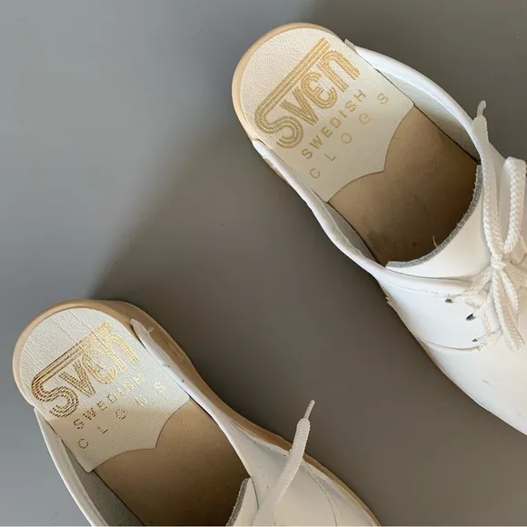 SVEN Swedish Leather Leaf Punch Lace Up Work Professional Tie Clog 6 Nurse Rare