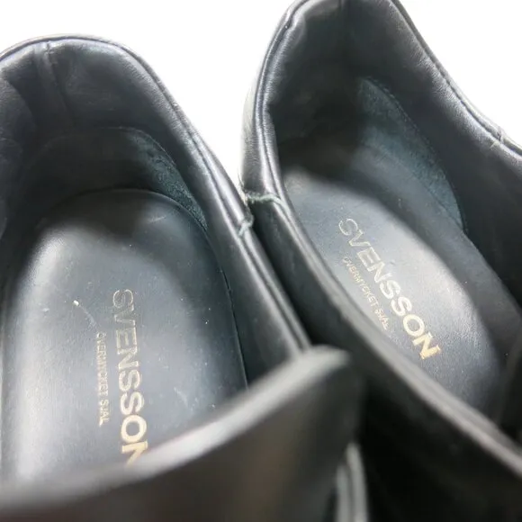 Svensson Leather Classic Low Black White Hand Made Men's Comfort Oxfords Sz 44