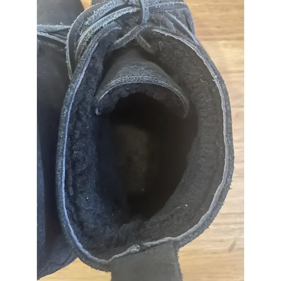 Swedish Clogs Boots Troentorp Studded Shearling Black Suede size 40