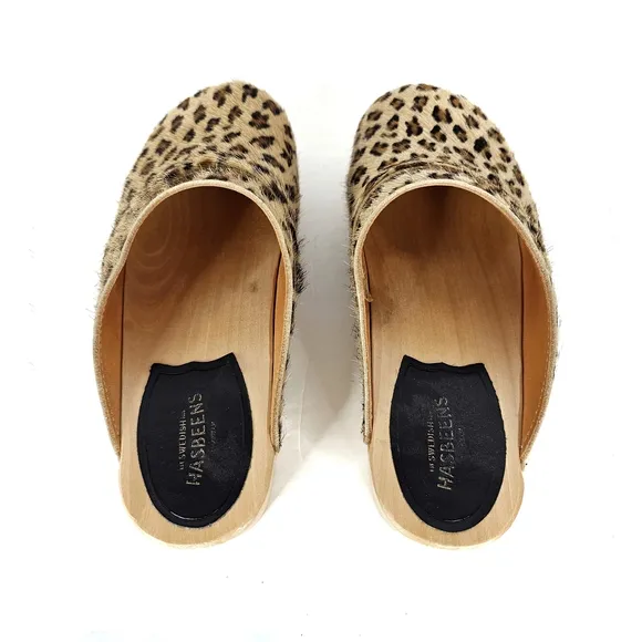 Swedish Hasbeens Husband Cheetah Clogs