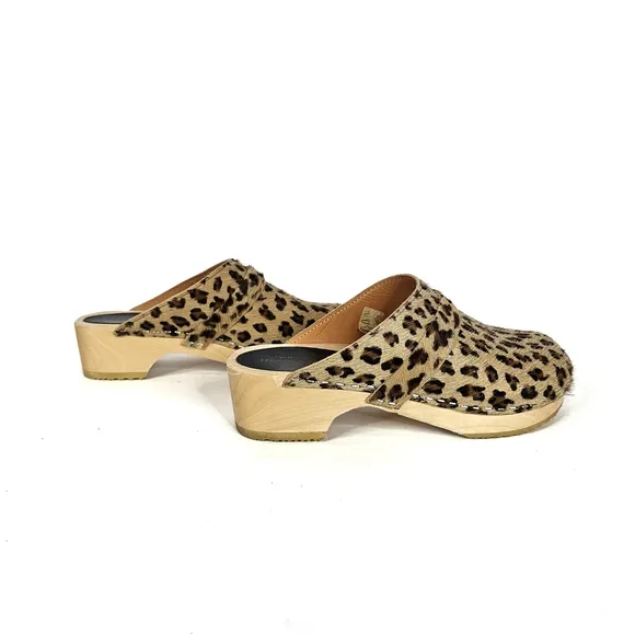 Swedish Hasbeens Husband Cheetah Clogs