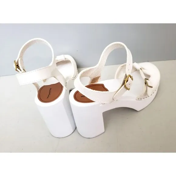 Swedish Hasbeens Retro Sky High Clogs White