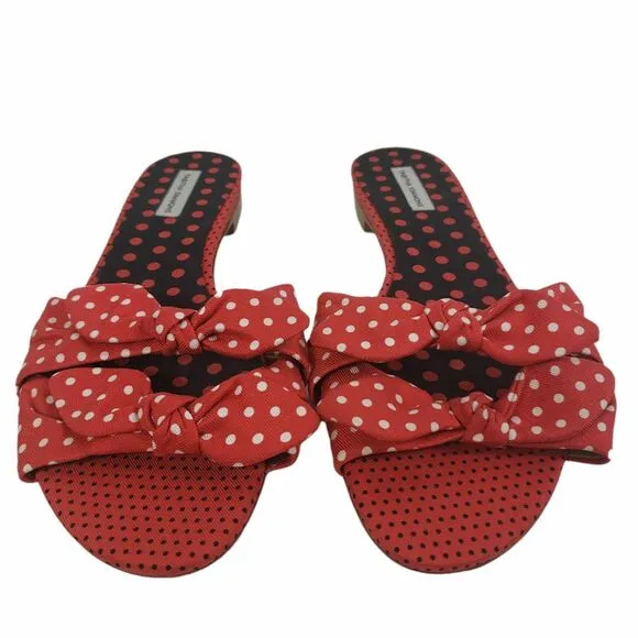 Tabitha Simmons Cleo Sandal Size 8 US / 39 EUR Red Polka Dot Slides