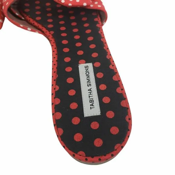 Tabitha Simmons Cleo Sandal Size 8 US / 39 EUR Red Polka Dot Slides