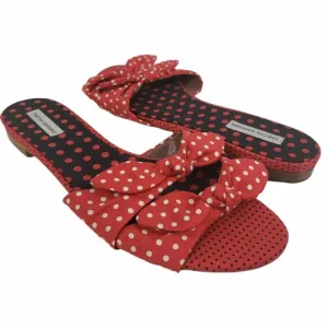 Tabitha Simmons Cleo Sandal Size 8 US / 39 EUR Red Polka Dot Slides
