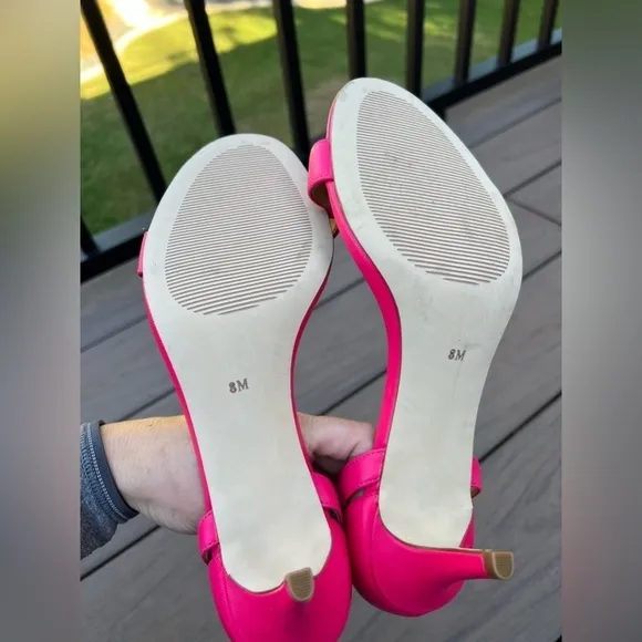 Talbots Rosalie fuchsia pink Nappa leather ankle strap open toe sandal heels 8