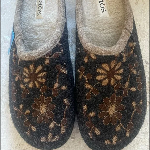 Taos Embroidered Wool Clogs - Woolderness 2 Charcoal EU42 US Womens 11