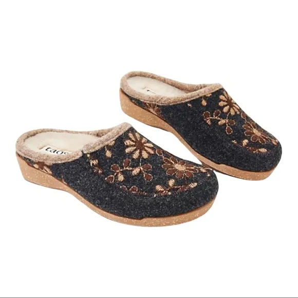 Taos Embroidered Wool Clogs - Woolderness 2 Charcoal EU42 US Womens 11