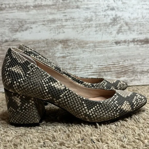 Taryn Rose Rochelle Snakeskin Block Almond Toe Block Heels Size 6.5