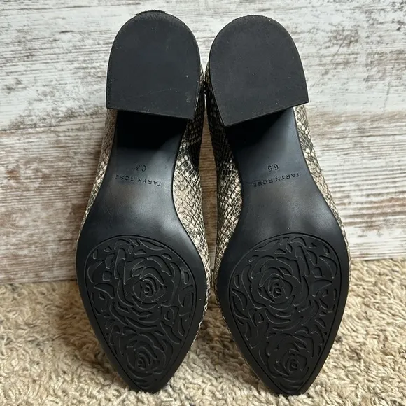 Taryn Rose Rochelle Snakeskin Block Almond Toe Block Heels Size 6.5
