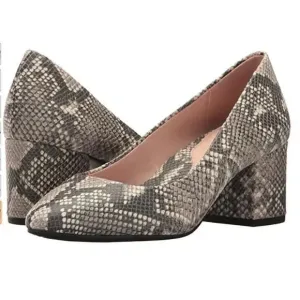 Taryn Rose Rochelle Snakeskin Block Almond Toe Block Heels Size 6.5