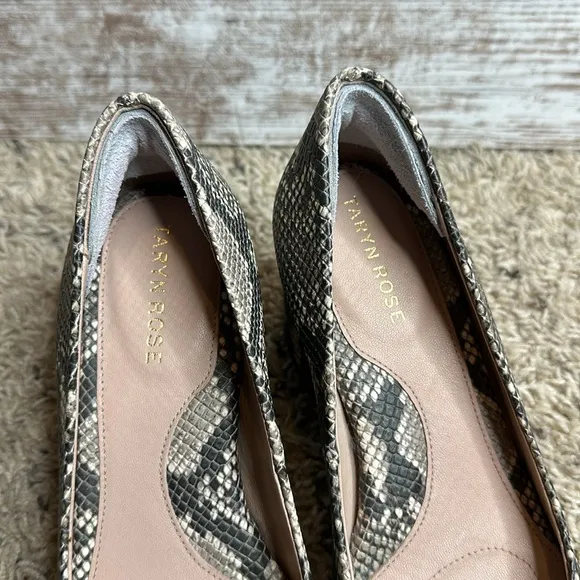 Taryn Rose Rochelle Snakeskin Block Almond Toe Block Heels Size 6.5