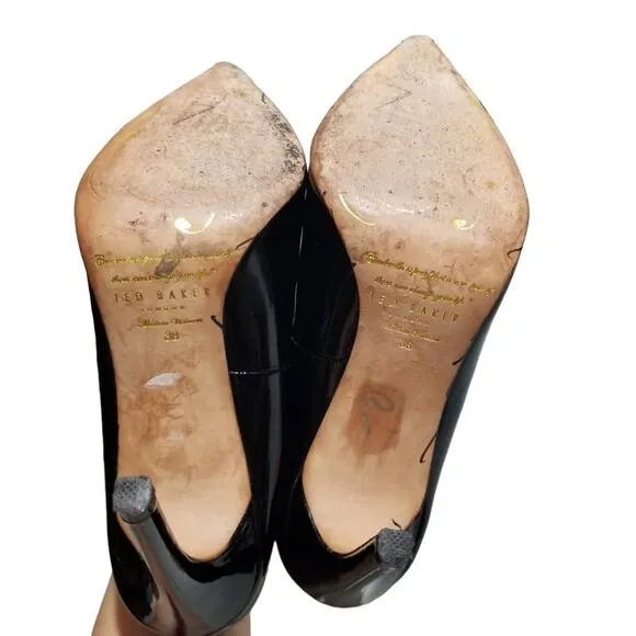 Ted Baker London 7.5 US or EU 38 Black Patent Leather Stiletto Heels