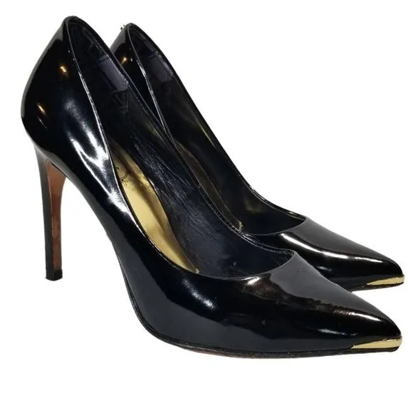 Ted Baker London 7.5 US or EU 38 Black Patent Leather Stiletto Heels