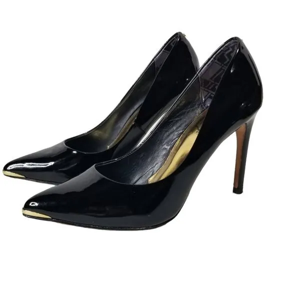Ted Baker London 7.5 US or EU 38 Black Patent Leather Stiletto Heels