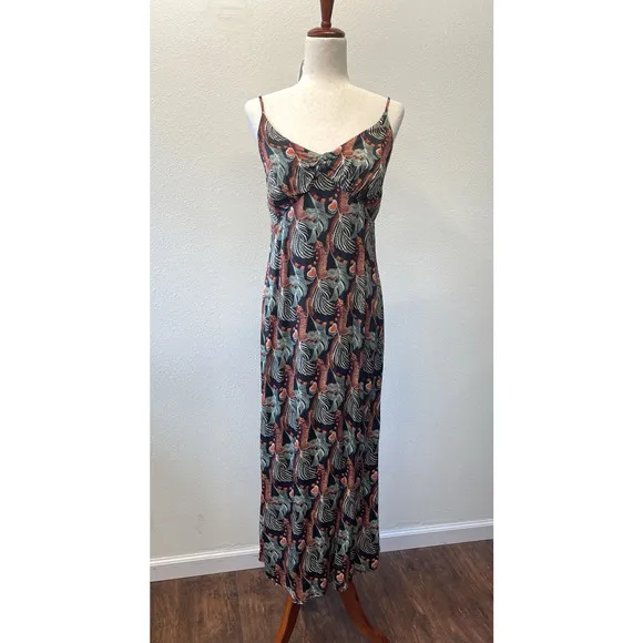 Temperley London x Anthropologie Maxi Slip Dress Size 8 Tropical Black Print