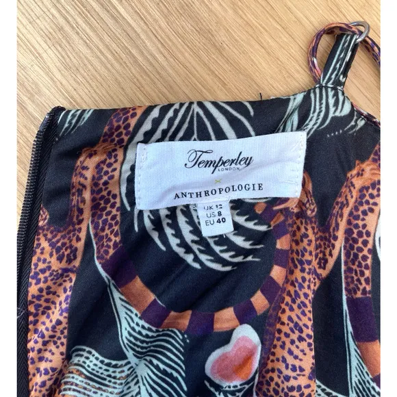 Temperley London x Anthropologie Maxi Slip Dress Size 8 Tropical Black Print