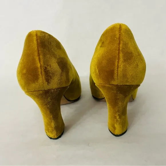 The Fold Firenze Marigold Velvet Heels