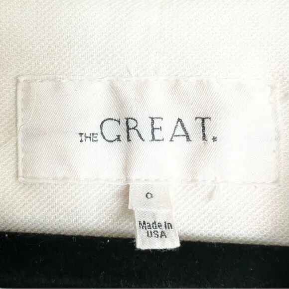 THE GREAT. Swingy Army Jacket Cropped Canvas Lightweight Shacket Size XS