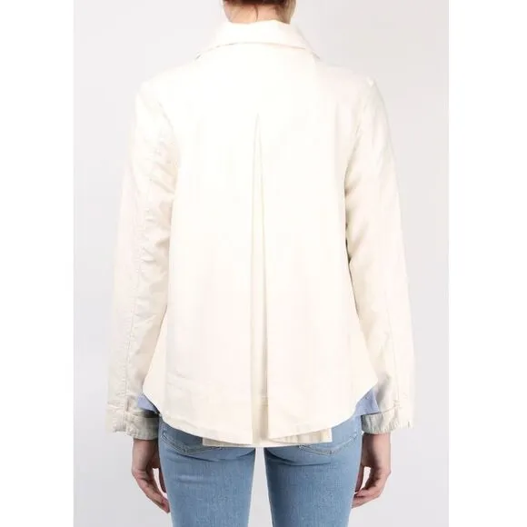 THE GREAT. Swingy Army Jacket Cropped Canvas Lightweight Shacket Size XS