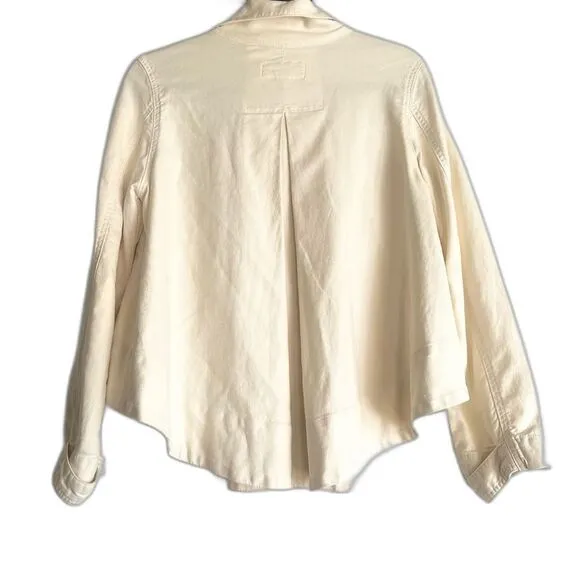 THE GREAT. Swingy Army Jacket Cropped Canvas Lightweight Shacket Size XS