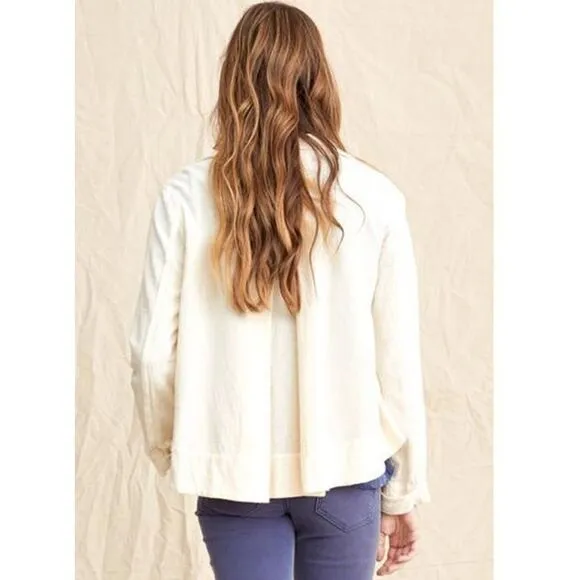 THE GREAT. Swingy Army Jacket Cropped Canvas Lightweight Shacket Size XS