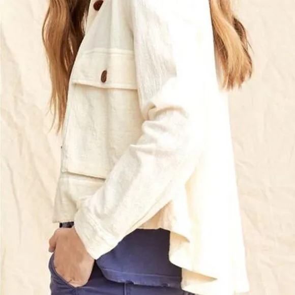 THE GREAT. Swingy Army Jacket Cropped Canvas Lightweight Shacket Size XS