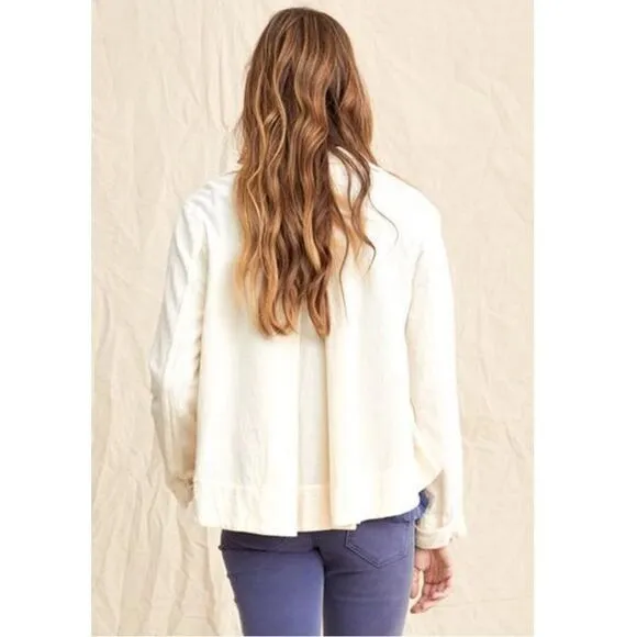 THE GREAT. Swingy Army Jacket Cropped Canvas Lightweight Shacket Size XS
